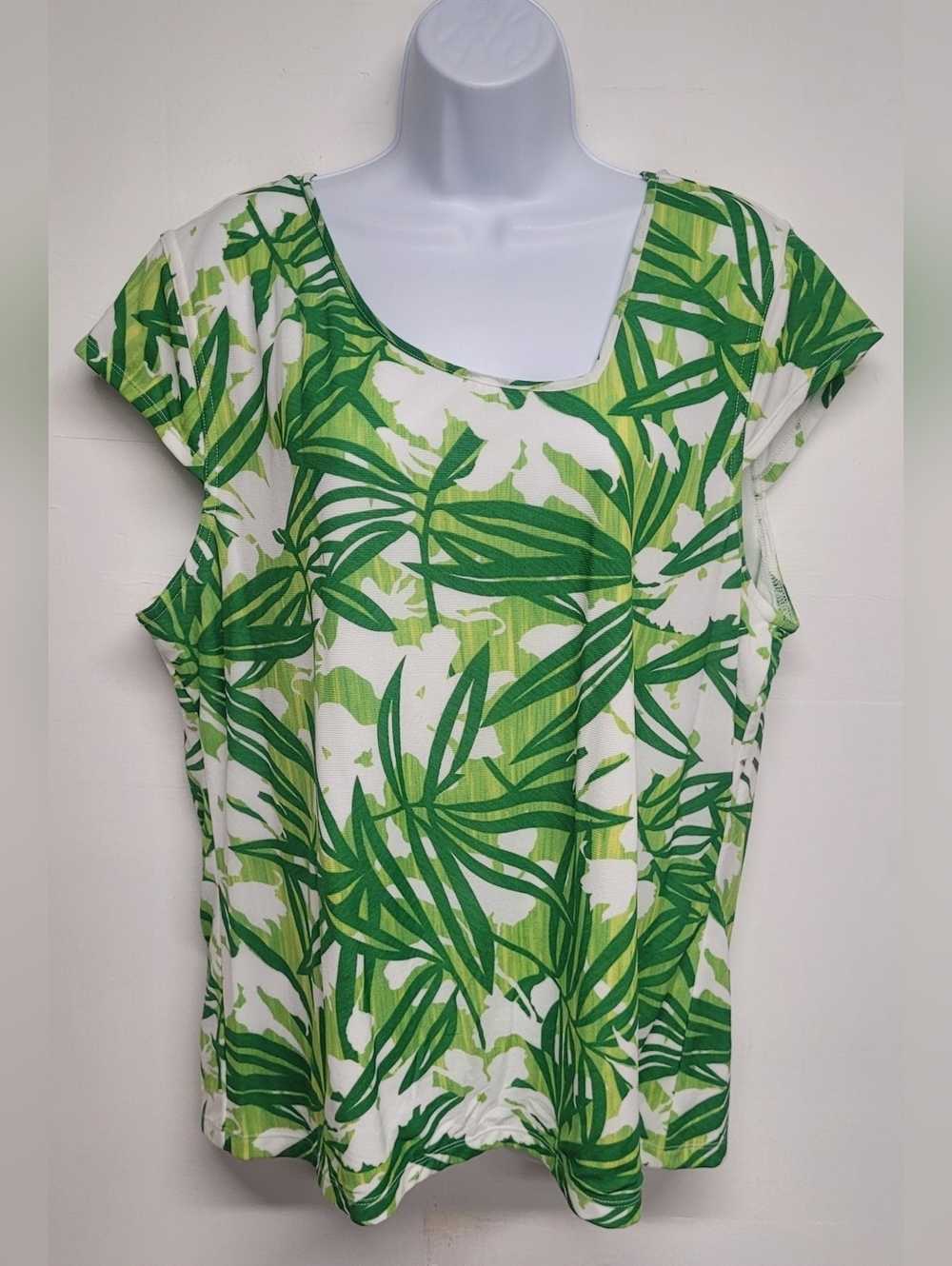 Style & Co Woman 2X 100% Nylon Top Lined Asymmetrical Neck Cap Sleeve